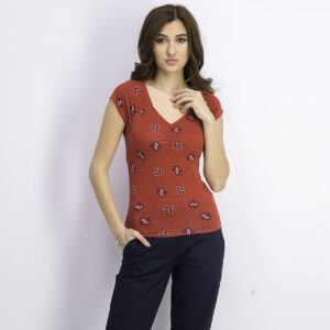 Womens Print Top Red
