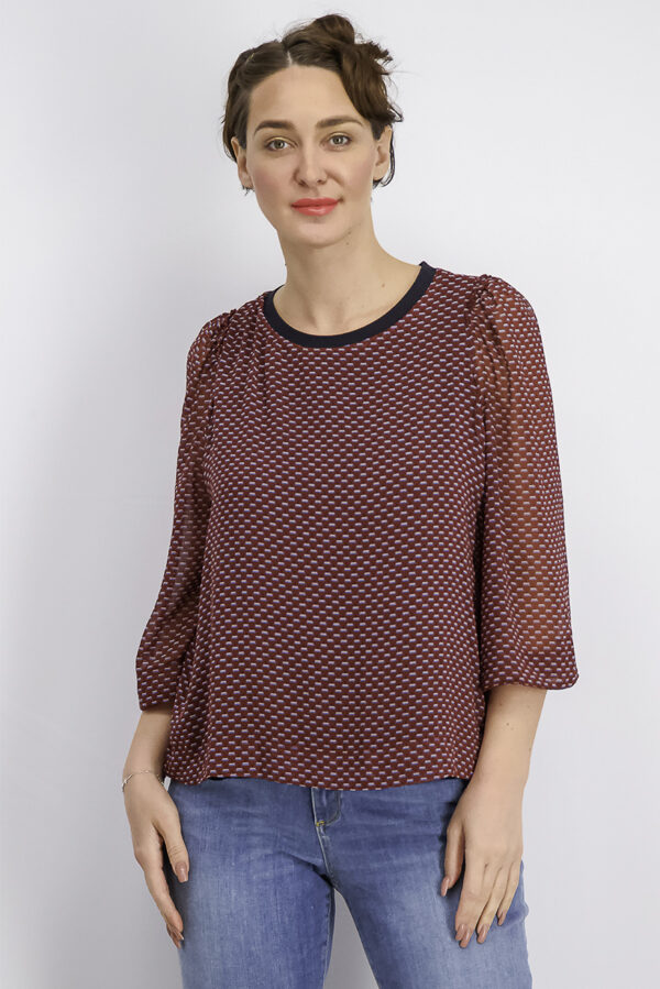 Womens Printed Blouse Maroon Combo