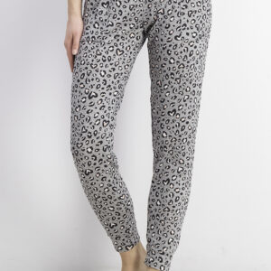 Womens Printed Heart Hacci Jogger With Pockets Grey/Pink