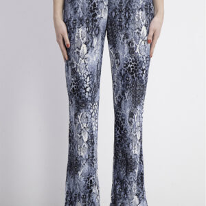 Womens Pull On Flowy Elastic Pant With Narrow Waistband Snake Print Blue/Black
