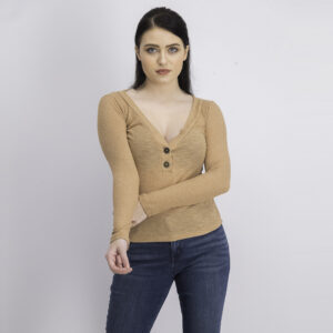 Womens Pullover Textured Tops Tan