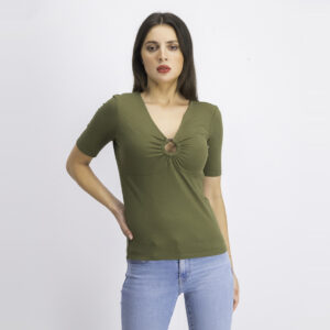 Womens Ribbed Top Olive