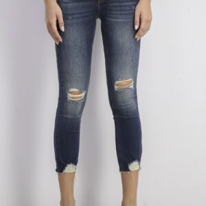 Womens Ripped Cropped Jeans Dark Wash