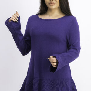 Womens Ruffle Hem Knit Sweater Midnight Iris