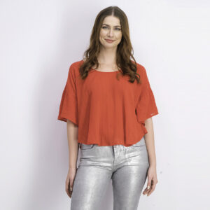 Womens Ruffled Sleeve Blouse Red