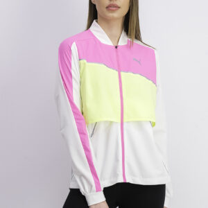 Womens Run Lite Woven Ultra Jacket White/Luminous Pink/Yellow
