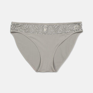Womens Satin Dot Embroidered Panties Ghost Gray