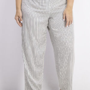 Womens Satin Striped Pajama Pants White/Black