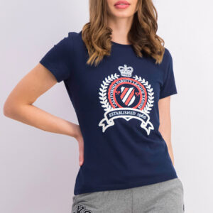 Womens Shield Puff Print T-Shirt Navy Combo