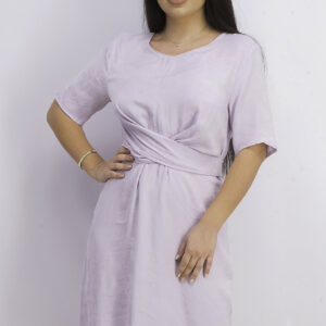 Womens Short Sleeve Midi Dress Lavender