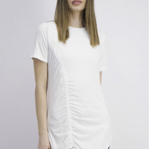 Womens Short Sleeve Side Shirring Detail Top White