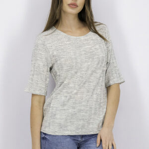 Womens Short Sleeves Ribbed Top Heather Grey