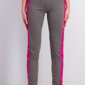 Womens Side Print Sleep Pants Charcoal Heather/Pink