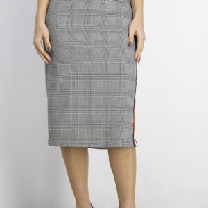Womens Side Striped Checked Skirt Grey/Black