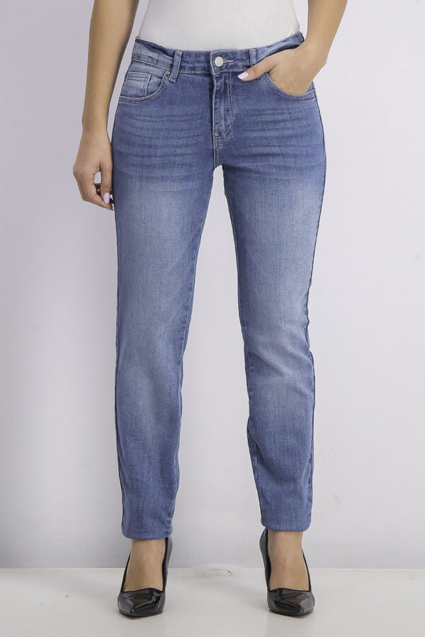 Womens Skinny With Embroidery Jeans Wash Blue