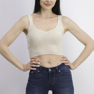 Womens Sleeveless Cropped Top Oat