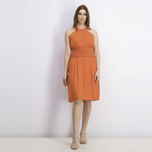 Womens Sleeveless Midi Dress Orange