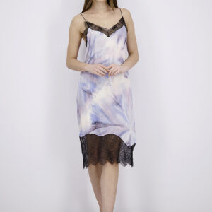 Womens Sleeveless Tie Dye Print Dress Purple Combo