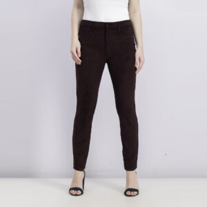 Womens Stiletto Ankle Sueded Skinny Pants Garnet Suede