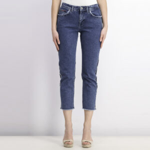 Womens Straight Cropped Jeans Navy Blue