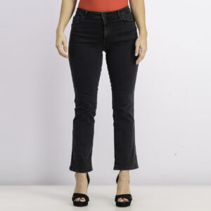 Womens Straight Cropped Jeans Wash Black