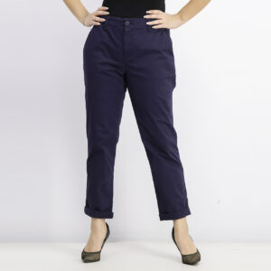 Womens Stretch Mid Rise Slim Fit Pants Navy Blue