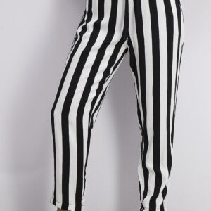 Womens Stripe Drawstring Pants Black