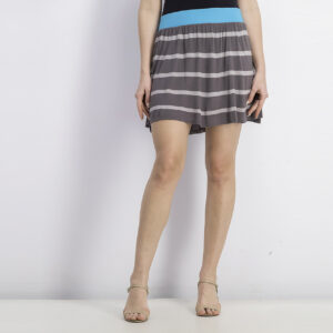 Womens Stripe Pull On Skirt Grey/Turquoise