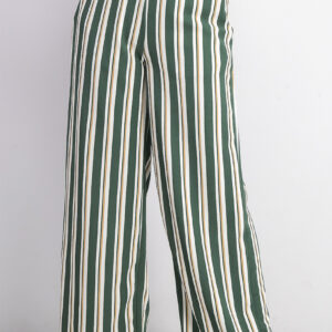 Womens Striped Long Bottoms Pants Green Combo