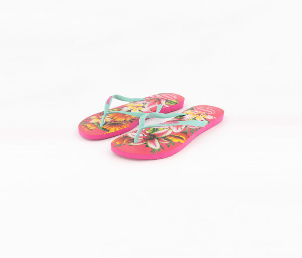 Womens Style 2 Slim Floral Slippers Pink Combo