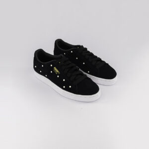 Womens Suede Pearl Shoes Black/White