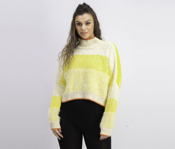 Womens Sunbrite Cropped Sweater Yellow Combo