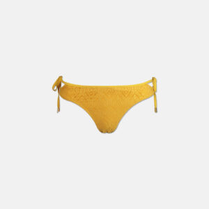 Womens Textured Bikini Bottom Mustard