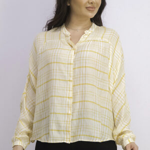 Womens Textured Check Shirt Yellow/White