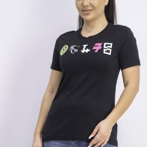 Womens Textured Printed T-Shirt Black Combo