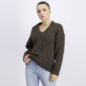 Womens Textured Sweater Brown