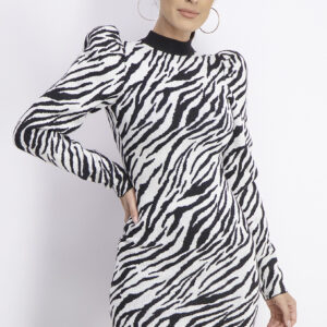Womens Zebra Print Bodycon Dress Black/White