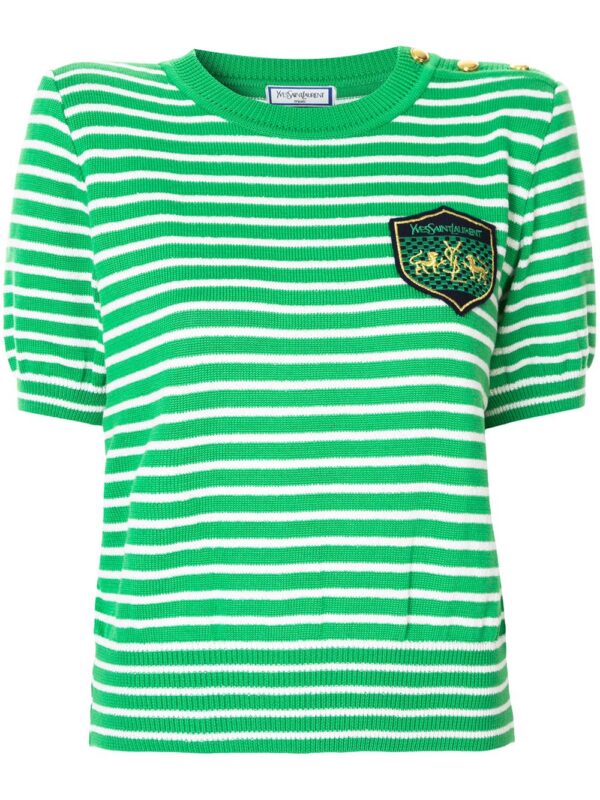 Yves Saint Laurent Pre-Owned knitted striped top - Green